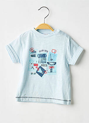 T-shirt sérigraphie floquée manches courtes bleu 3 POMMES garcon