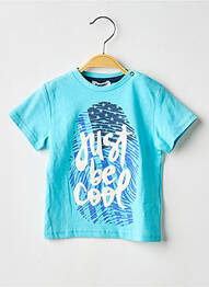 T-shirt sérigraphie floquée manches courtes bleu 3 POMMES garcon
