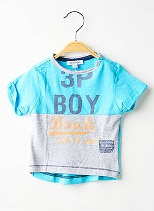 T-shirt sérigraphie floquée manches courtes bleu 3 POMMES garcon