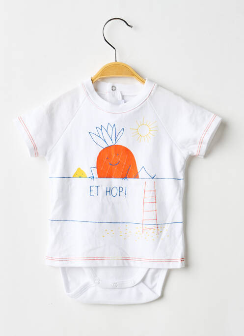 Body col rond manches courtes blanc ABSORBA garcon