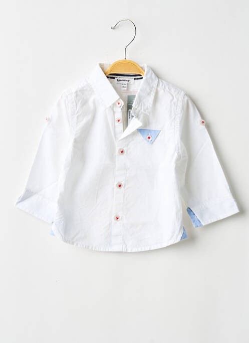 Chemise manches longues tissage popeline blanc 3 POMMES garcon