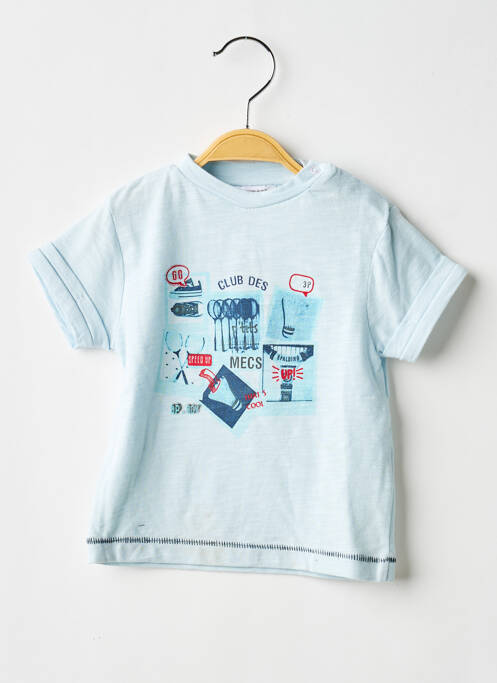 T-shirt sérigraphie floquée manches courtes bleu 3 POMMES garcon