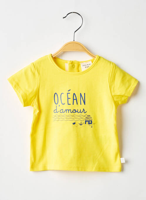 T-shirt sérigraphie floquée manches courtes vert CARREMENT BEAU garcon