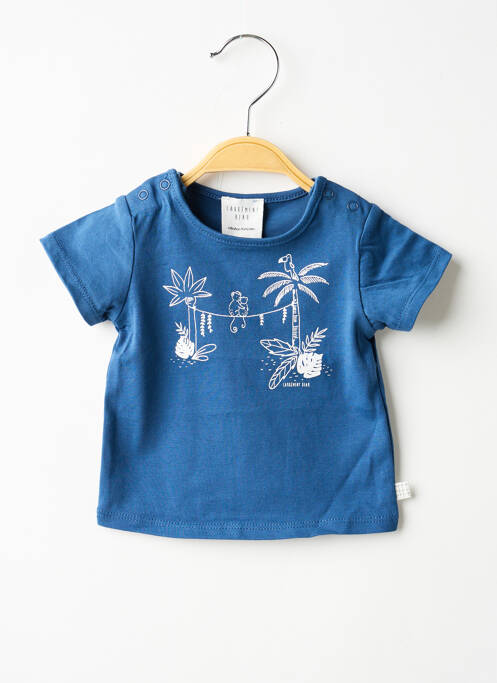 T-shirt sérigraphie floquée manches courtes bleu CARREMENT BEAU garcon