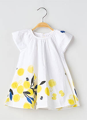 Robe mi-longue doublure manches courtes blanc CATIMINI fille