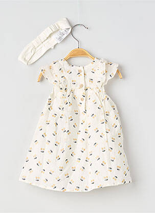 Robe mi-longue doublure manches courtes beige 3 POMMES fille
