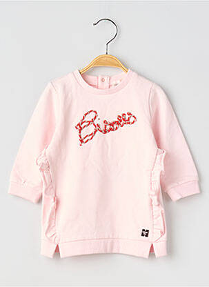 Robe mi-longue col rond manches longues rose CARREMENT BEAU fille