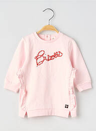 Robe mi-longue col rond manches longues rose CARREMENT BEAU fille