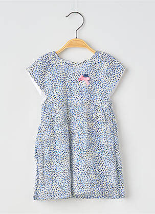 Robe mi-longue manches courtes manches courtes bleu 3 POMMES fille