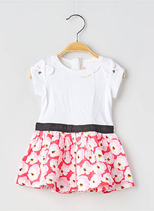 Robe mi-longue fermeture zippée au dos manches courtes blanc CATIMINI fille