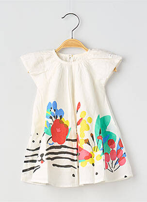 Robe mi-longue doublure manches courtes beige CATIMINI fille
