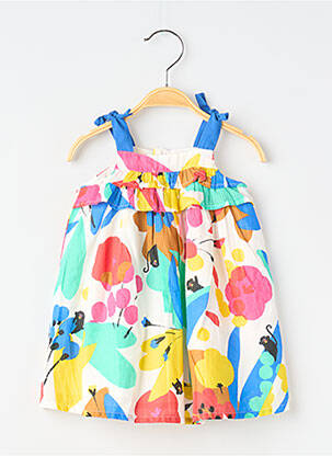 Robe mi-longue col carré fines bretelles bleu CATIMINI fille