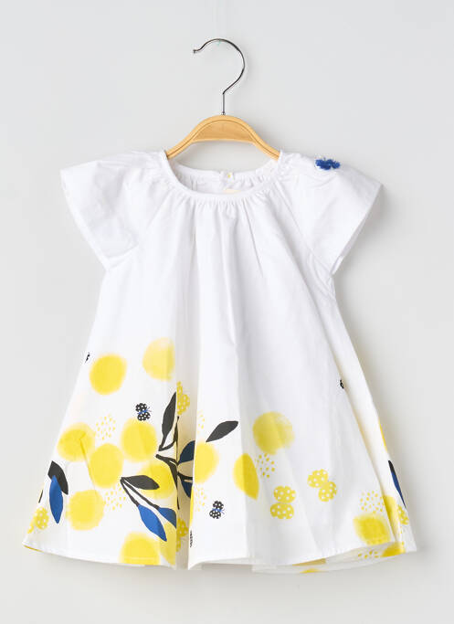 Robe mi-longue doublure manches courtes blanc CATIMINI fille