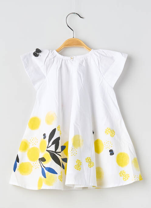 Robe mi-longue doublure manches courtes blanc CATIMINI fille