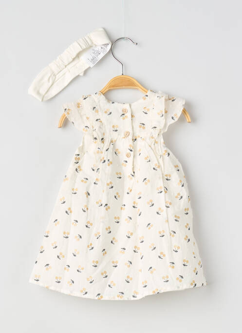 Robe mi-longue doublure manches courtes beige 3 POMMES fille