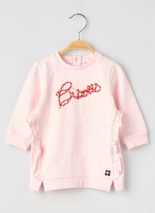 Robe mi-longue col rond manches longues rose CARREMENT BEAU fille