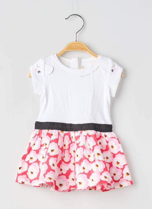 Robe mi-longue fermeture zippée au dos manches courtes blanc CATIMINI fille