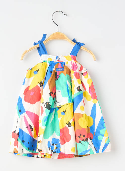 Robe mi-longue col carré fines bretelles bleu CATIMINI fille