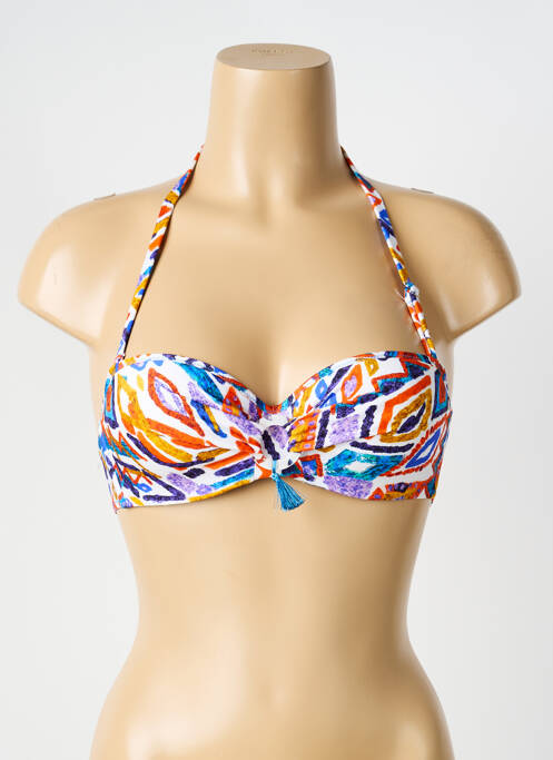 Haut de maillot de bain stretch haut soutien-gorge moulé bleu ANTIGEL femme