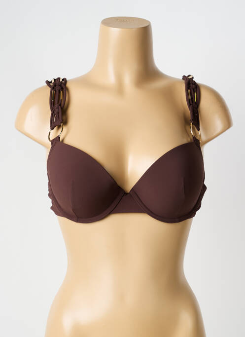 Haut de maillot de bain stretch haut soutien-gorge emboitant marron AUBADE femme