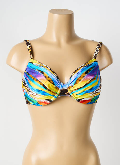 Haut de maillot de bain stretch haut soutien-gorge emboitant bleu SUNFLAIR femme
