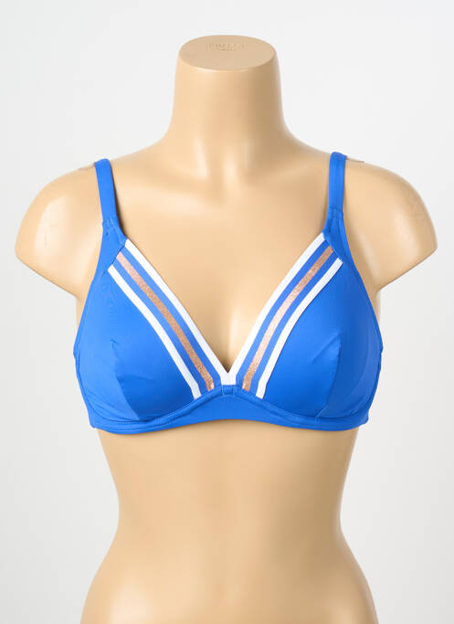 Haut de maillot de bain stretch haut soutien-gorge emboitant bleu LISE CHARMEL femme