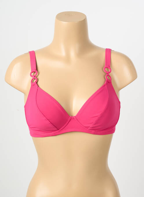 Haut de maillot de bain stretch haut soutien-gorge emboitant rose LIDEA femme