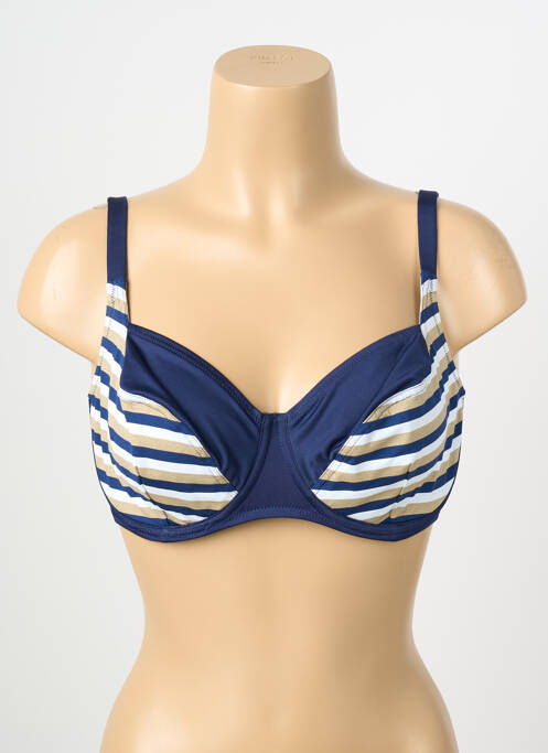 Haut de maillot de bain stretch haut soutien-gorge emboitant bleu ANTIGEL femme