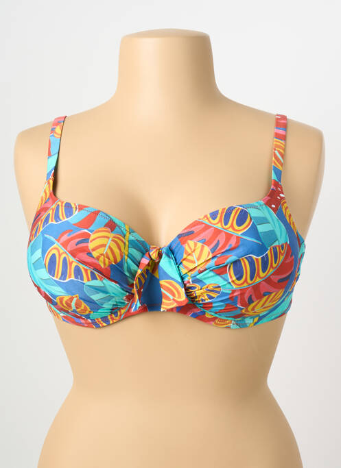Haut de maillot de bain stretch haut soutien-gorge emboitant bleu ANTIGEL femme