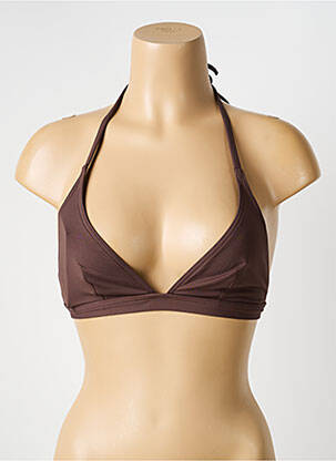 Haut de maillot de bain fermeture liens à nouer haut triangles marron IODUS femme