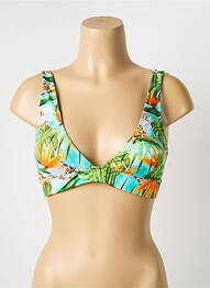 Haut de maillot de bain stretch haut soutien-gorge avec mousse de rembourrage amovible vert GRAIN DE SABLE femme
