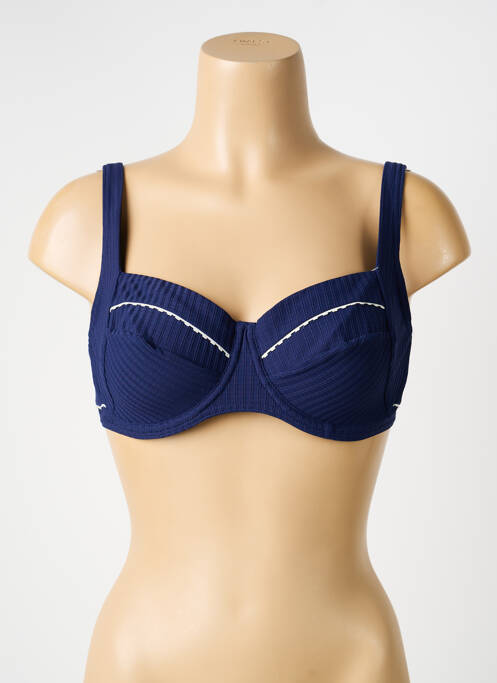 Haut de maillot de bain stretch haut soutien-gorge balconnet bleu HUIT femme