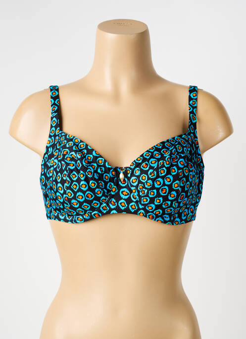 Haut de maillot de bain stretch haut soutien-gorge balconnet bleu ANTIGEL femme