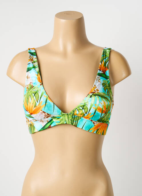 Haut de maillot de bain stretch haut soutien-gorge avec mousse de rembourrage amovible vert GRAIN DE SABLE femme
