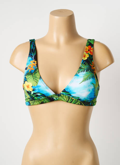 Haut de maillot de bain stretch haut soutien-gorge avec mousse de rembourrage amovible vert GRAIN DE SABLE femme