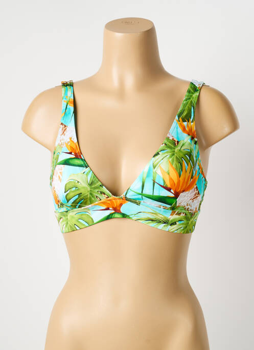 Haut de maillot de bain stretch haut soutien-gorge avec mousse de rembourrage amovible vert GRAIN DE SABLE femme