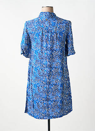 Robe courte coupe évasée manches courtes bleu LOLA ESPELETA femme