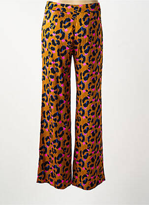 Pantalon flare fermeture zippée sous rabat avec crochet jaune LOLA ESPELETA femme