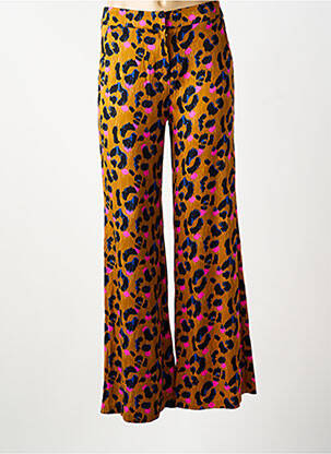 Pantalon flare fermeture zippée sous rabat avec crochet jaune LOLA ESPELETA femme