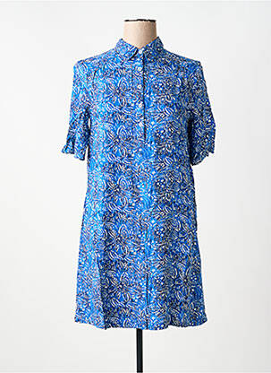 Robe courte coupe évasée manches courtes bleu LOLA ESPELETA femme