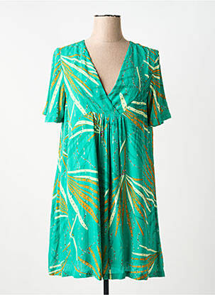 Robe courte coupe évasée manches courtes vert LOLA ESPELETA femme