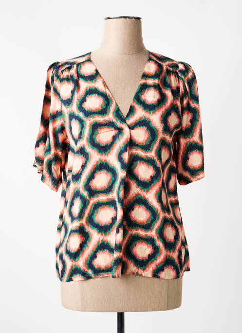 Blouse imprimé fantaisie manches courtes bleu LOLA ESPELETA femme