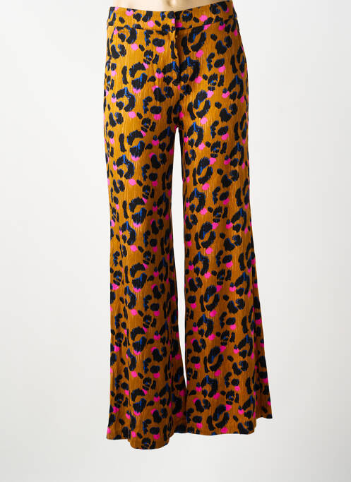 Pantalon flare fermeture zippée sous rabat avec crochet jaune LOLA ESPELETA femme