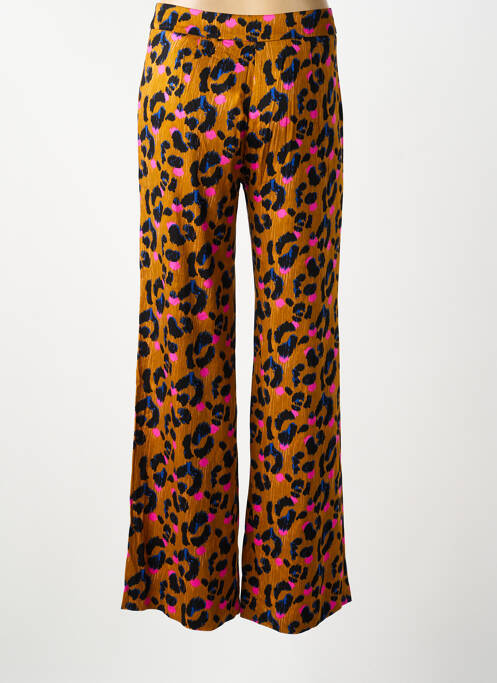 Pantalon flare fermeture zippée sous rabat avec crochet jaune LOLA ESPELETA femme