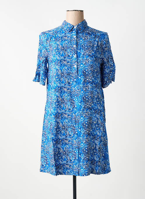 Robe courte coupe évasée manches courtes bleu LOLA ESPELETA femme