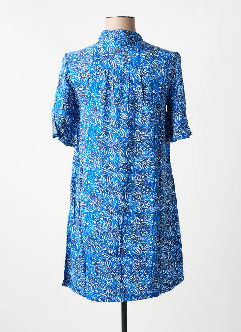 Robe courte coupe évasée manches courtes bleu LOLA ESPELETA femme