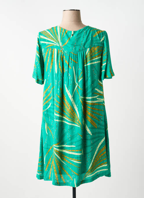Robe courte coupe évasée manches courtes vert LOLA ESPELETA femme
