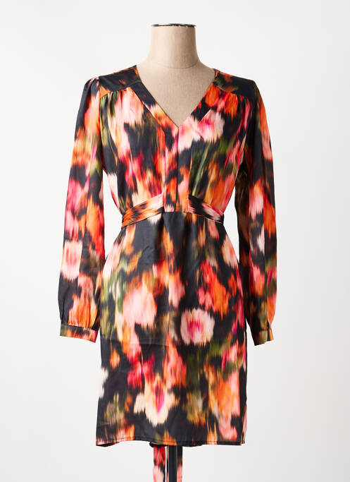 Robe mi-longue imprimé fantaisie manches longues noir LOLA ESPELETA femme