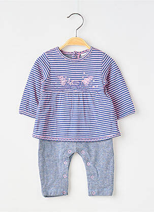Combi-pantalon col rond manches longues bleu 3 POMMES fille