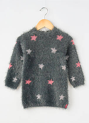 Robe pull fermeture boutonnée au dos manches longues gris 3 POMMES fille